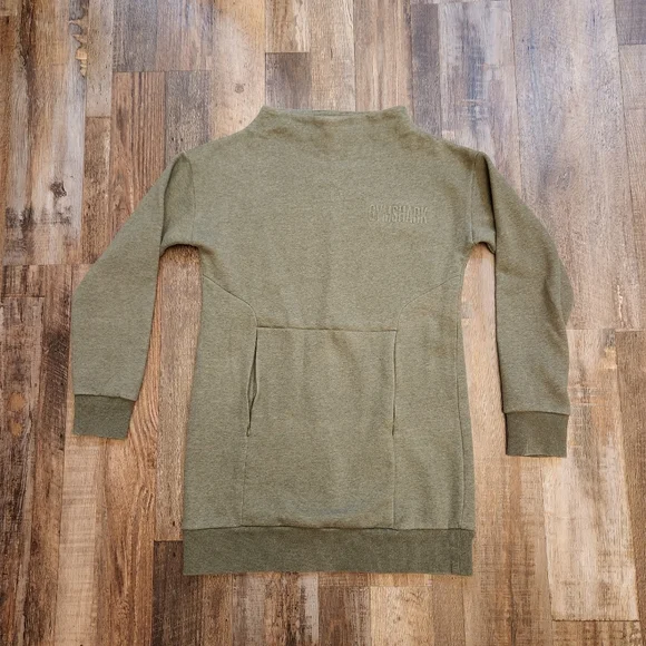 Long Green Gymshark Mock Neck Sweatshirt - Picture 2 of 9